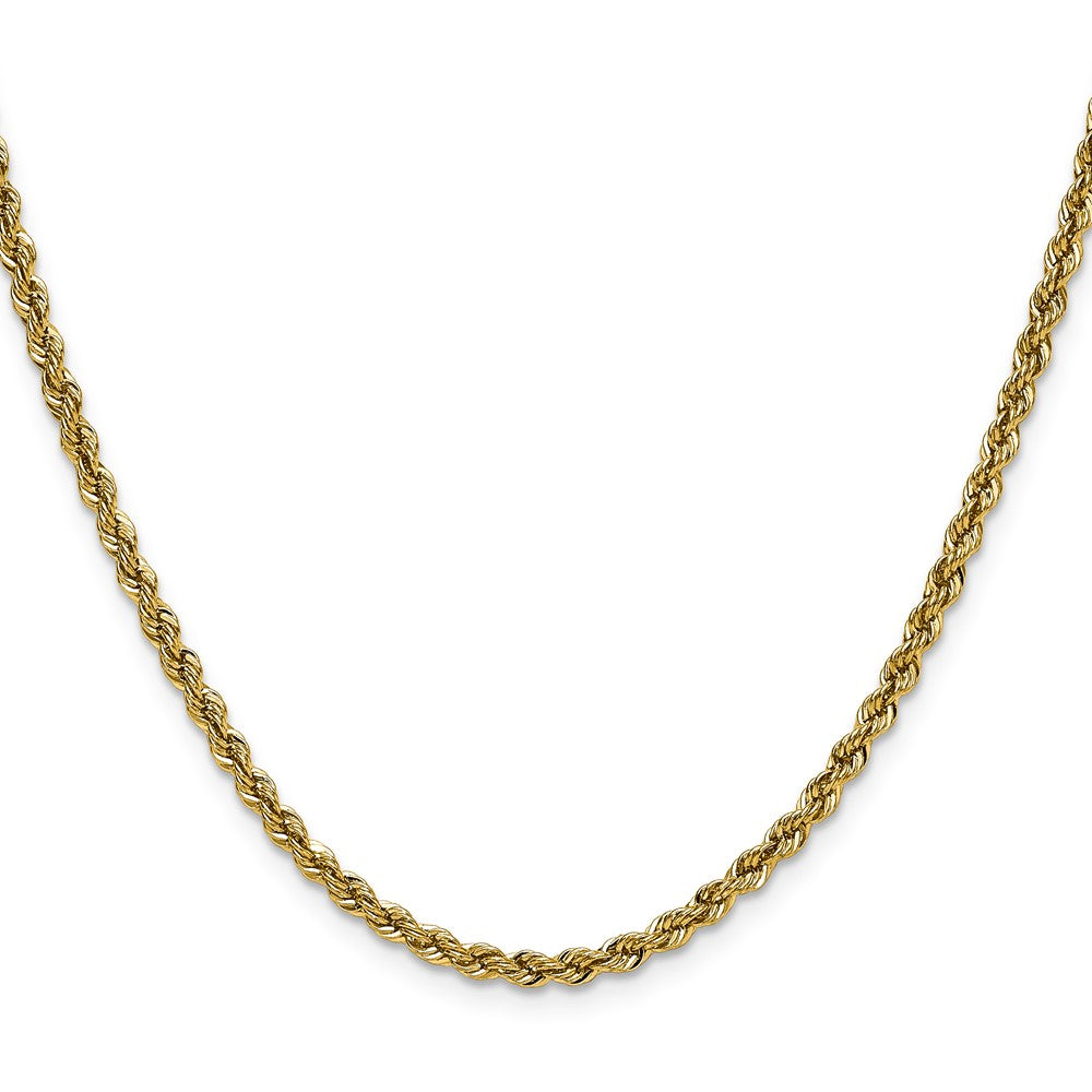 24 Inch 10K Yellow Gold 3mm Solid Regular Rope Chain Necklace
