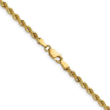 24 Inch 10K Yellow Gold 3mm Solid Regular Rope Chain Necklace