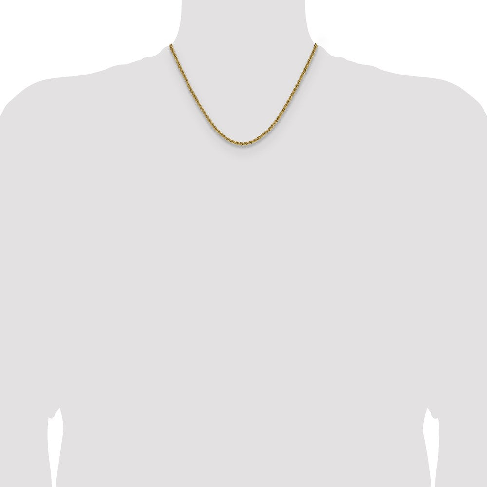 18 Inch 10K Yellow Gold 3mm Solid Regular Rope Chain Necklace