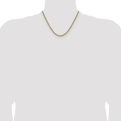 18 Inch 10K Yellow Gold 3mm Solid Regular Rope Chain Necklace