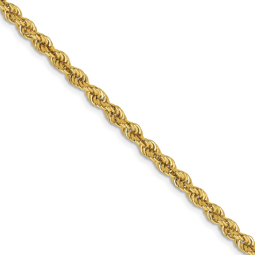 24 Inch 10K Yellow Gold 3mm Solid Regular Rope Chain Necklace