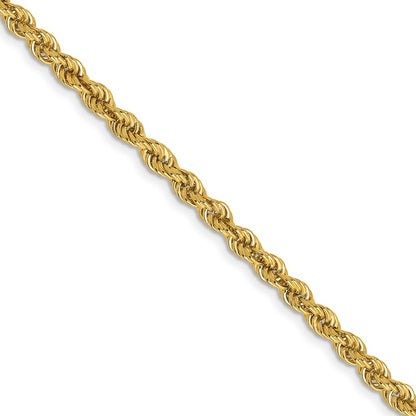 24 Inch 10K Yellow Gold 3mm Solid Regular Rope Chain Necklace