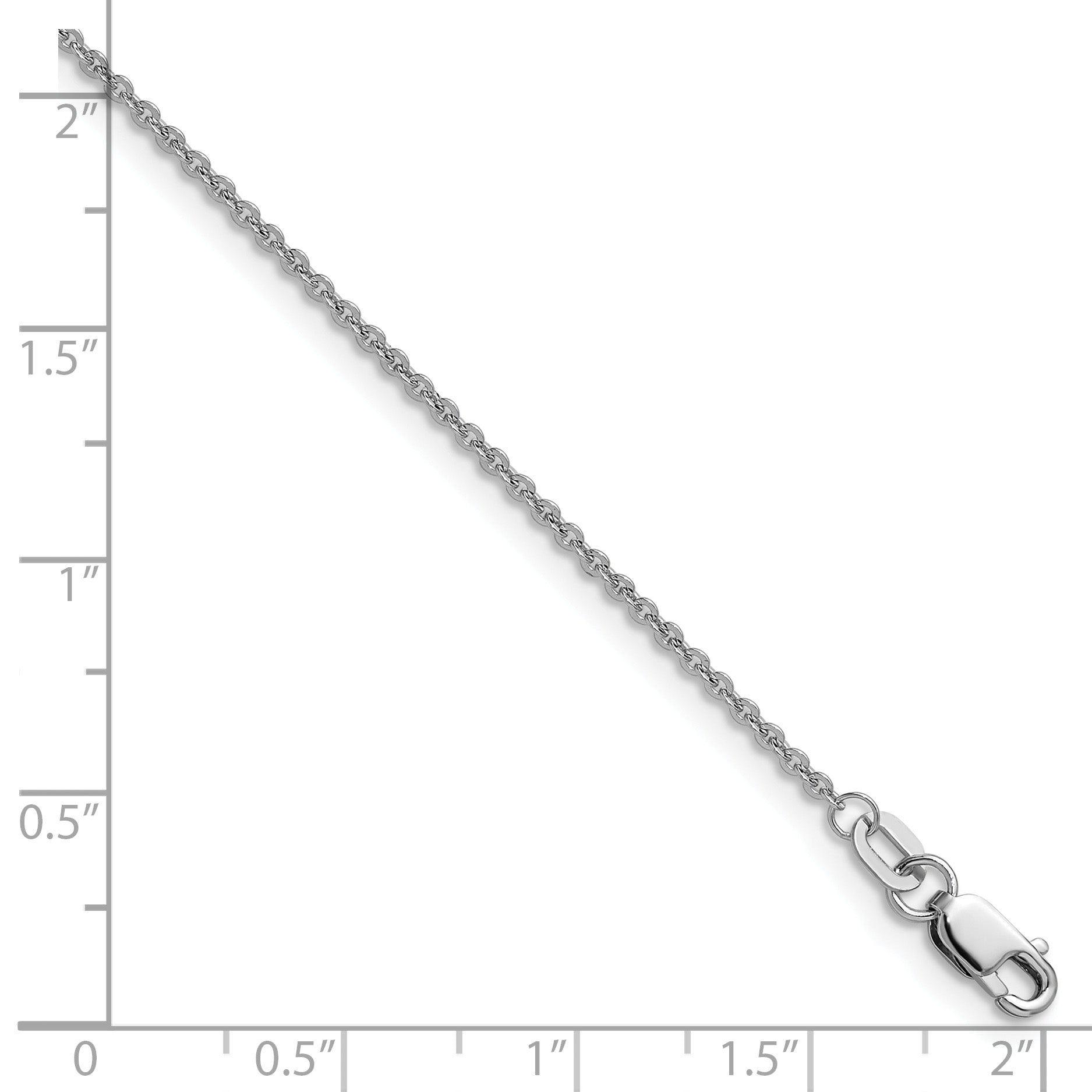 16 Inch 10K White Gold 1.4mm Flat Cable Chain Necklace