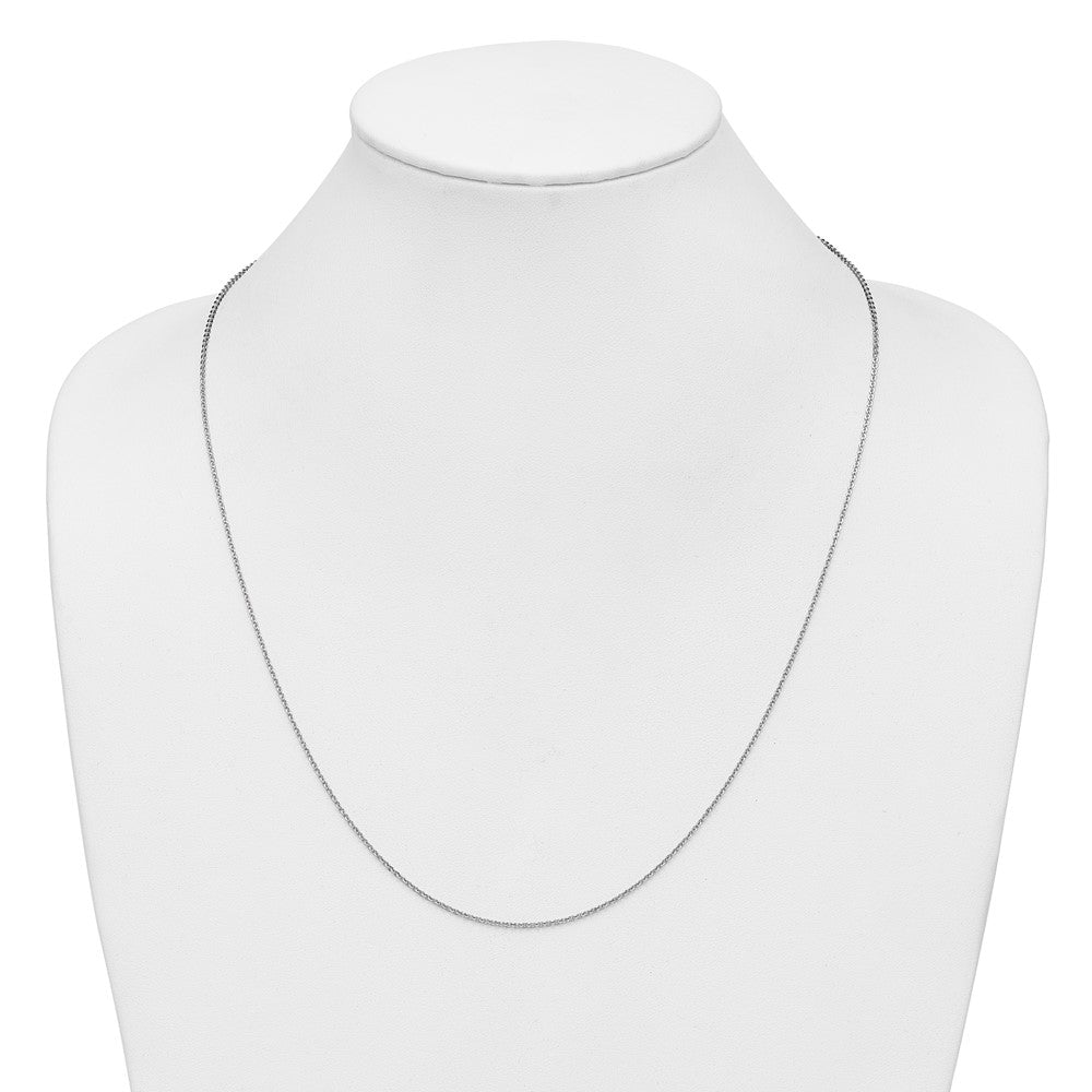 24 Inch 10K White Gold 1.4mm Flat Cable Chain Necklace
