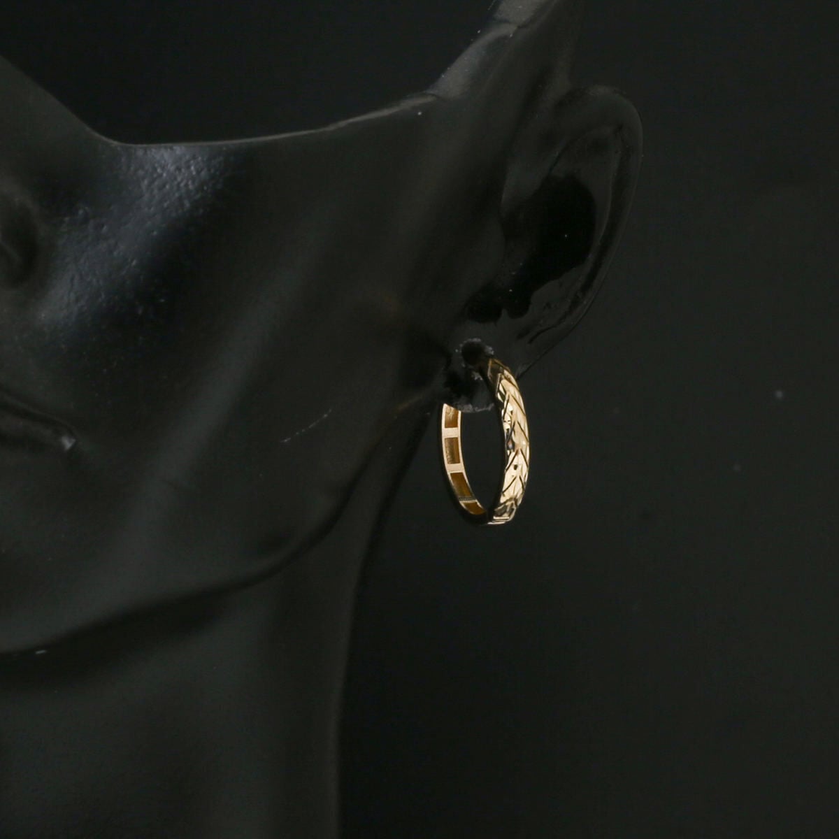 14K Yellow Gold Wheat Double Sided Hoop Earrings