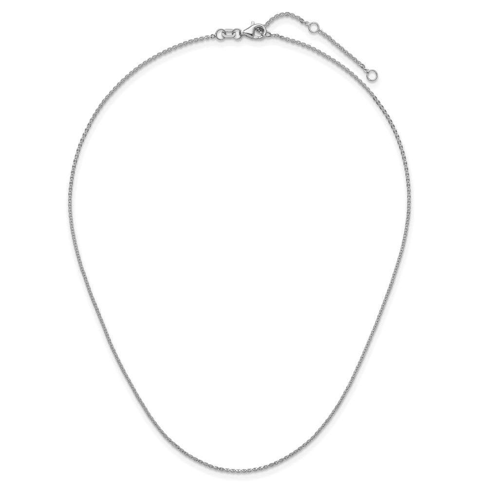 18 Inch 10K White Gold 1.4mm Flat Cable 1In+1In Adjustable Chain Necklace