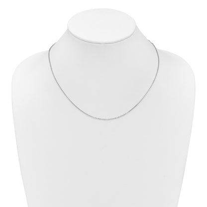 18 Inch 10K White Gold 1.4mm Flat Cable 1In+1In Adjustable Chain Necklace