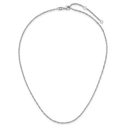 10K White Gold 1.5mm Singapore 1In+1In Adjustable Chain