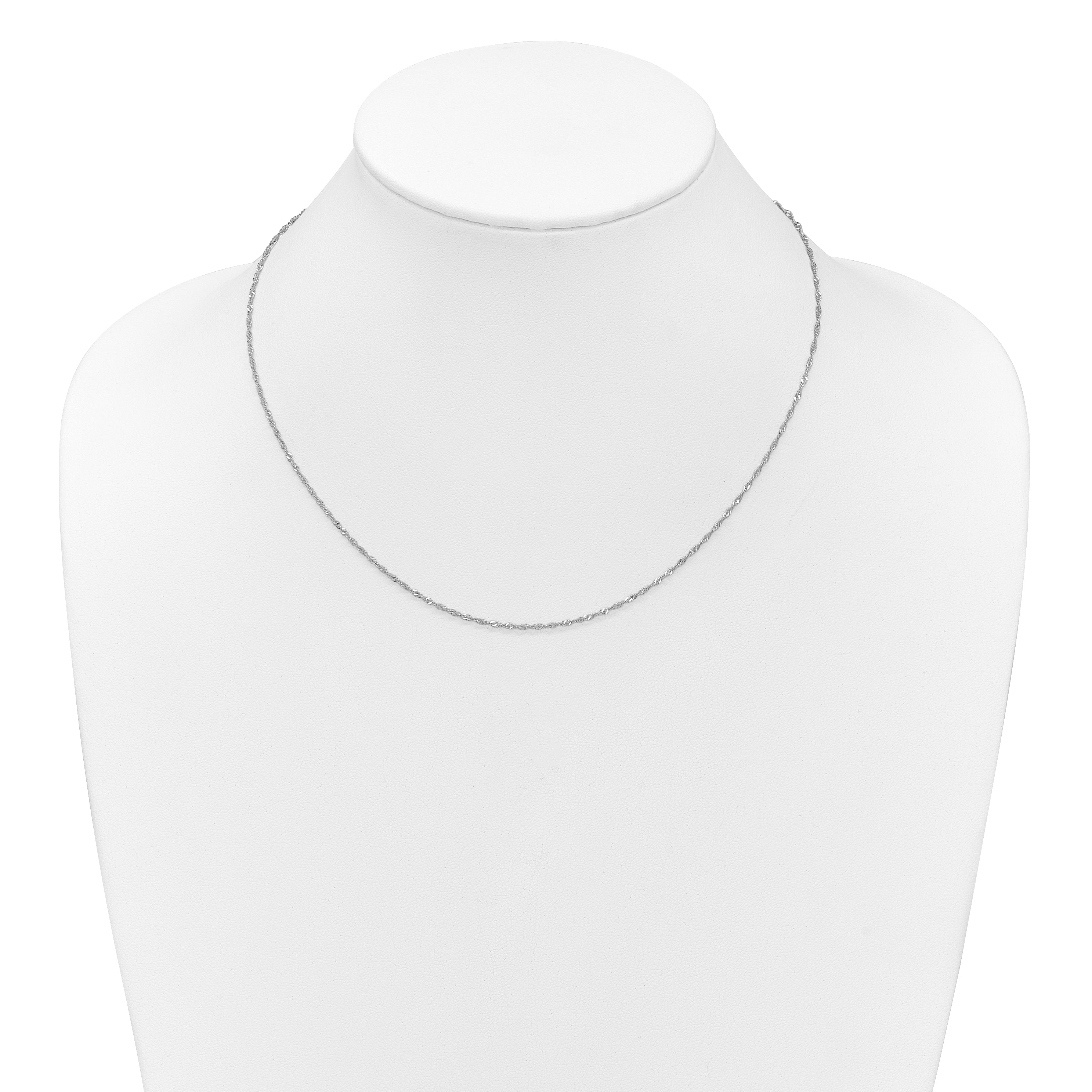 10K White Gold 1.5mm Singapore 1In+1In Adjustable Chain