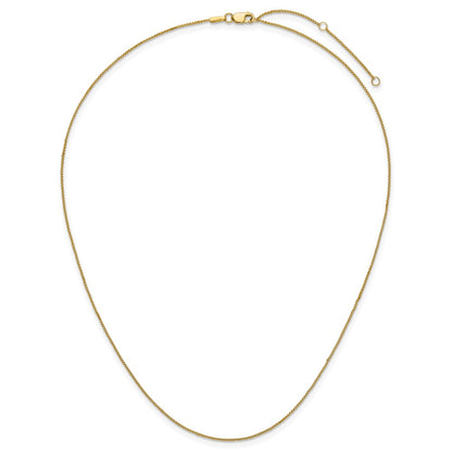 18 Inch 10K Yellow Gold .65mm D/C Spiga 1In+1In Adjustable Chain Necklace