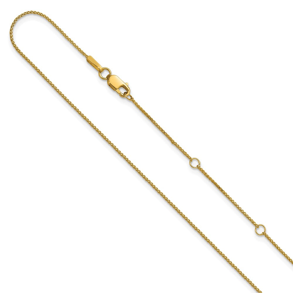 18 Inch 10K Yellow Gold .65mm D/C Spiga 1In+1In Adjustable Chain Necklace