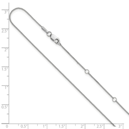 10K White Gold .65mm D/C Spiga 1In+1In Adjustable Chain