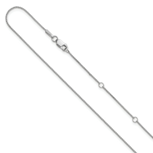 10K White Gold .65mm D/C Spiga 1In+1In Adjustable Chain
