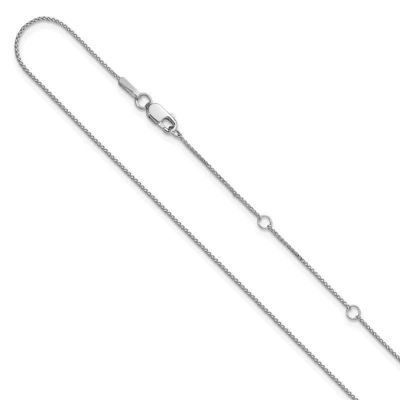 18 Inch 10K White Gold .65mm D/C Spiga 1In+1In Adjustable Chain Necklace