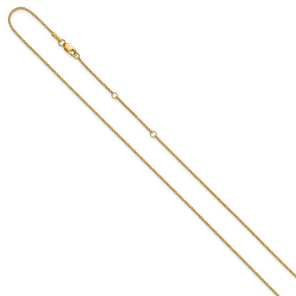 18 Inch 10K Yellow Gold 1mm D/C Spiga 1In+1In Adjustable Chain Necklace