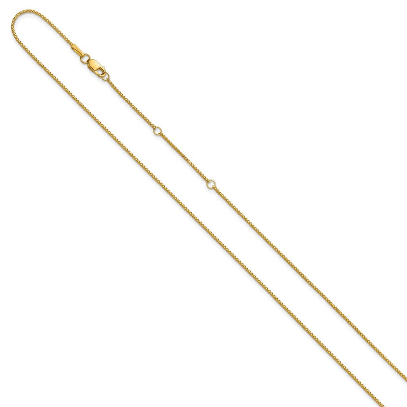 18 Inch 10K Yellow Gold 1mm D/C Spiga 1In+1In Adjustable Chain Necklace