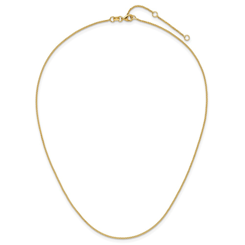 18 Inch 10K Yellow Gold 1mm D/C Spiga 1In+1In Adjustable Chain Necklace