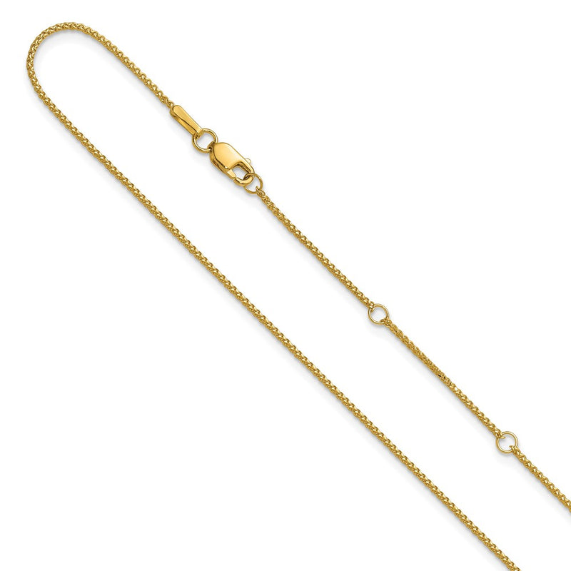 18 Inch 10K Yellow Gold 1mm D/C Spiga 1In+1In Adjustable Chain Necklace