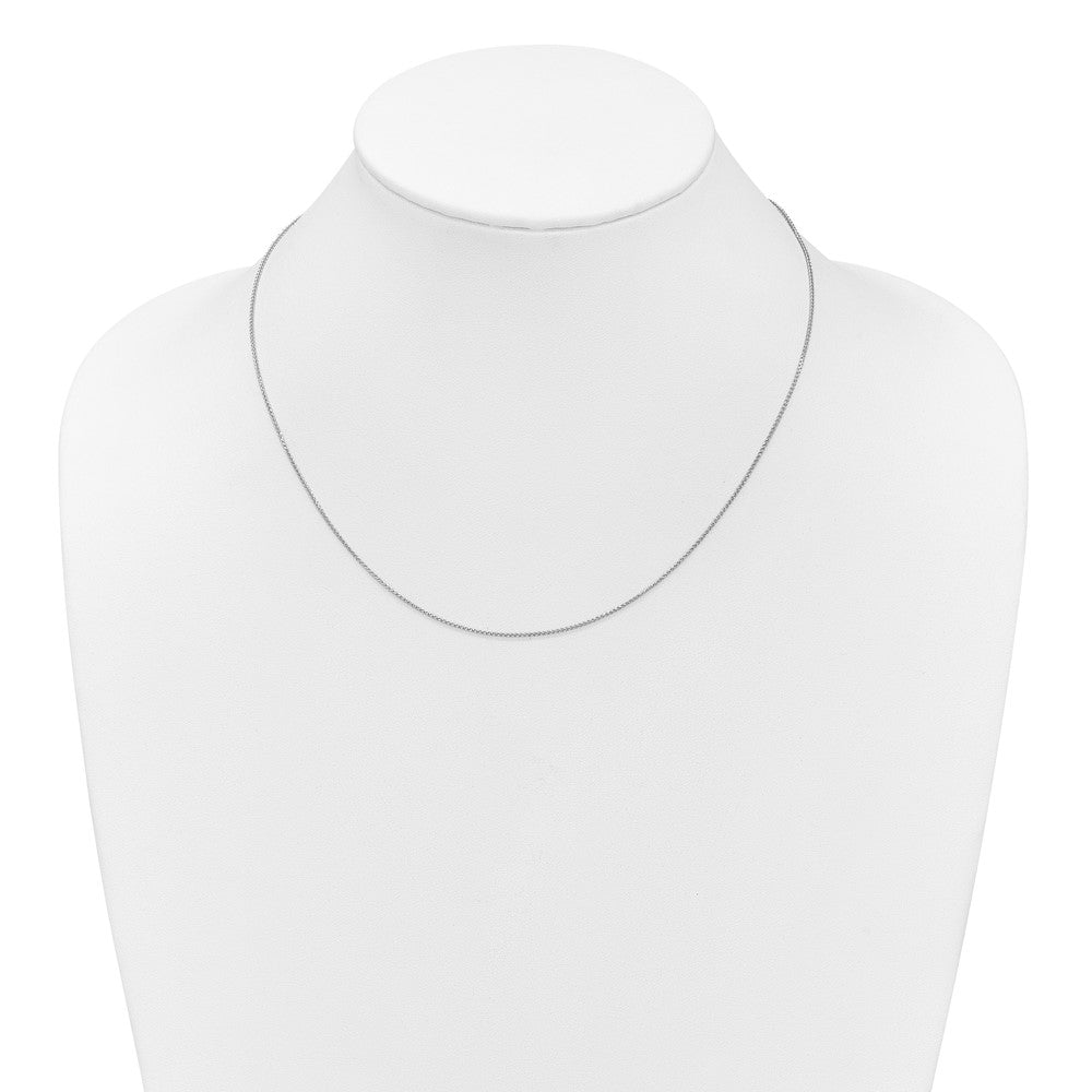 18 Inch 10K White Gold 1mm D/C Spiga 1In+1In Adjustable Chain Necklace