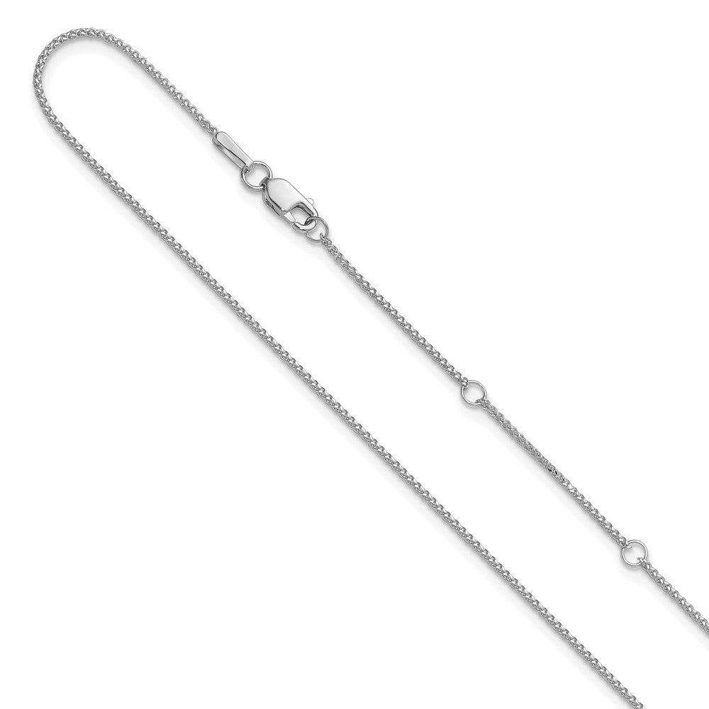 18 Inch 10K White Gold 1mm D/C Spiga 1In+1In Adjustable Chain Necklace