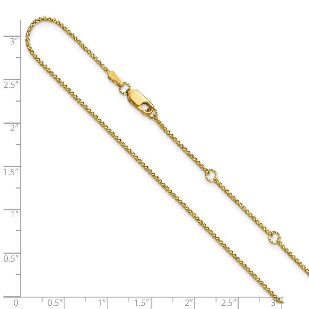 18 Inch 10K Yellow Gold 1.20mm D/C Spiga 1In+1In Adjustable Chain Necklace