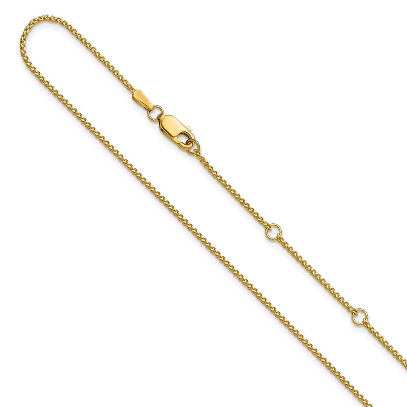 18 Inch 10K Yellow Gold 1.20mm D/C Spiga 1In+1In Adjustable Chain Necklace