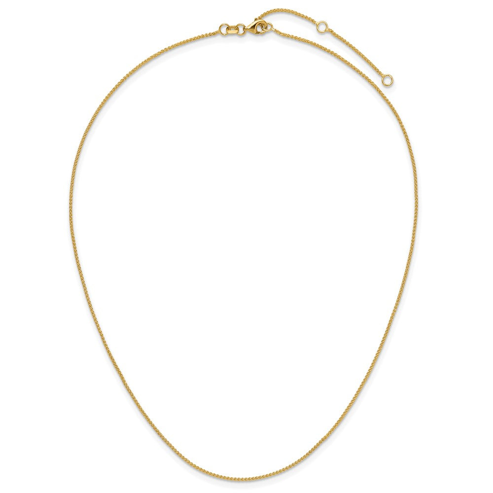 18 Inch 10K Yellow Gold 1mm Baby Spiga 1In+1In Adjustable Chain Necklace