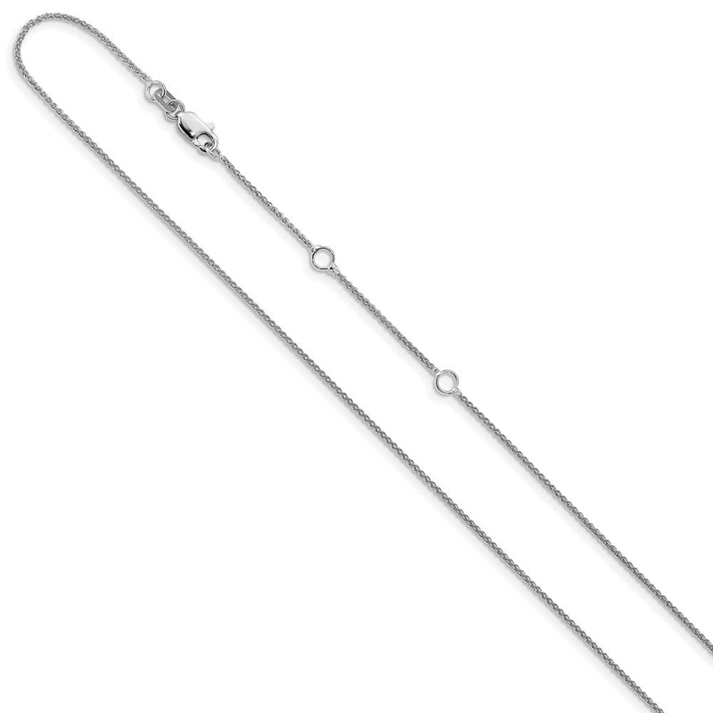 18 Inch 10K White Gold 1mm Spiga 1In+1In Adjustable Chain Necklace