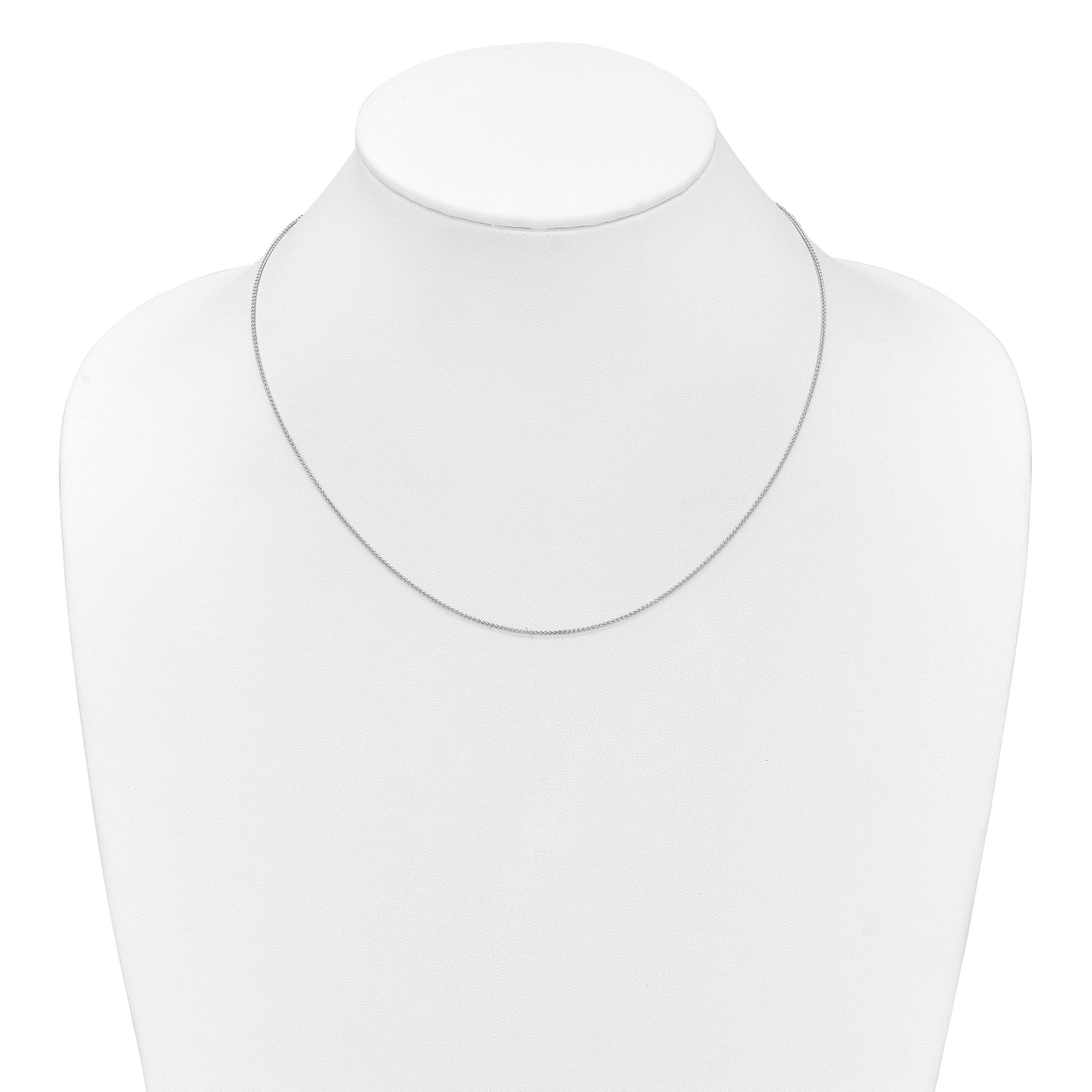 10K White Gold 1mm Spiga 1In+1In Adjustable Chain