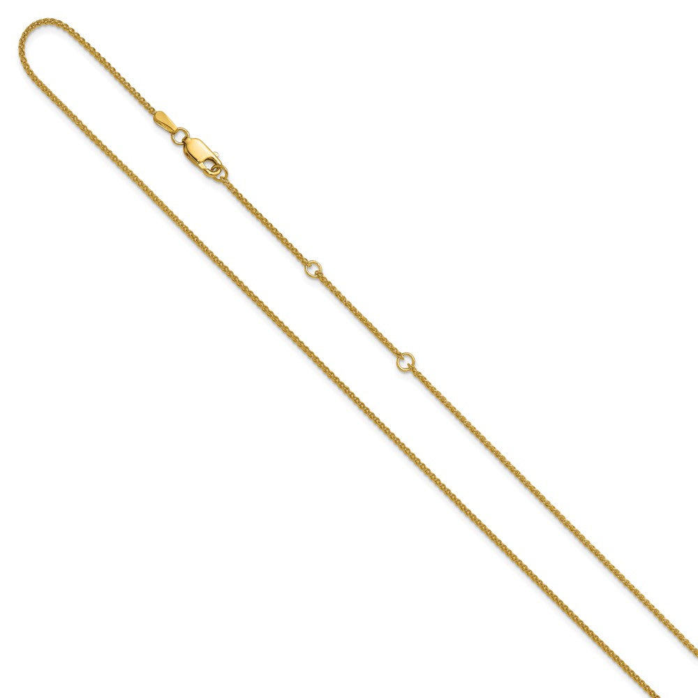 18 Inch 10K Yellow Gold 1.2mm Spiga 1In+1In Adjustable Chain Necklace