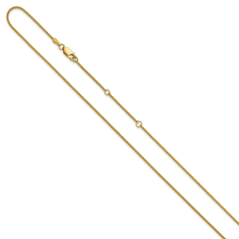 18 Inch 10K Yellow Gold 1.2mm Spiga 1In+1In Adjustable Chain Necklace