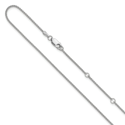 10K White Gold 1.2mm Spiga 1In+1In Adjustable Chain
