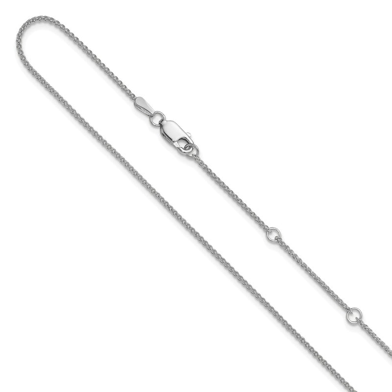 18 Inch 10K White Gold 1.2mm Spiga 1In+1In Adjustable Chain Necklace