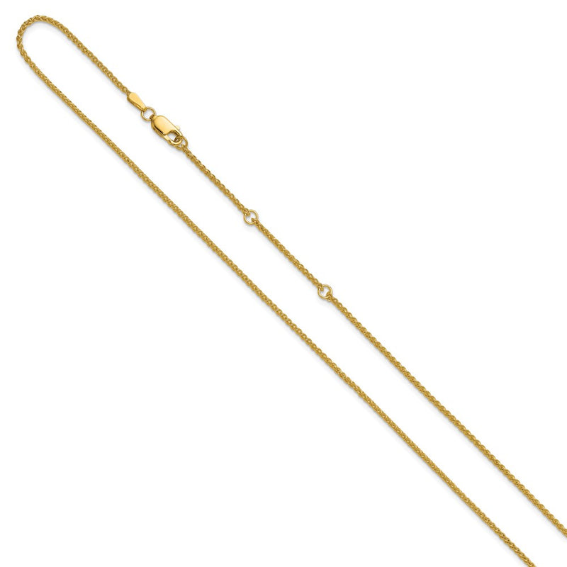 18 Inch 10K Yellow Gold 1.5mm Spiga 1In+1In Adjustable Chain Necklace