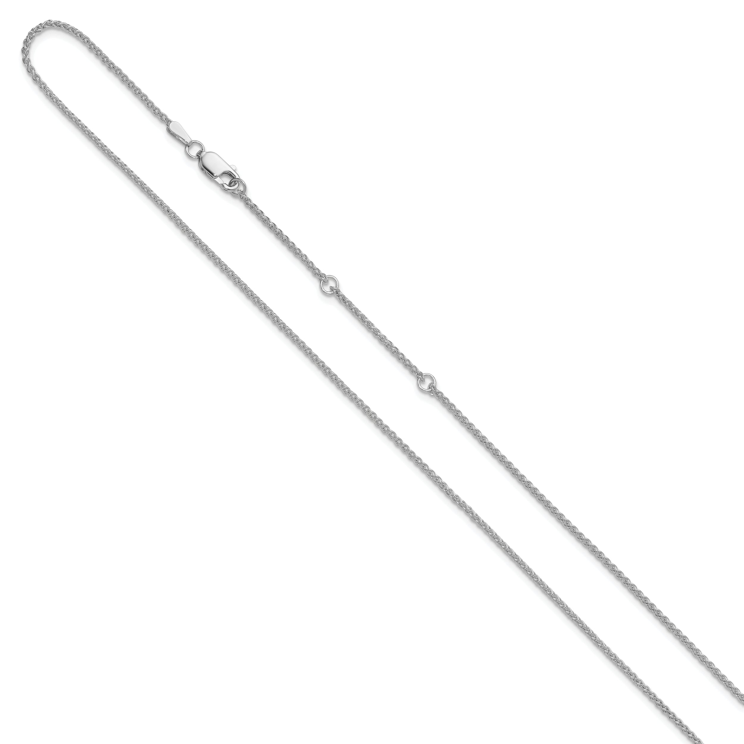 10K White Gold 1.5mm Spiga 1In+1In Adjustable Chain