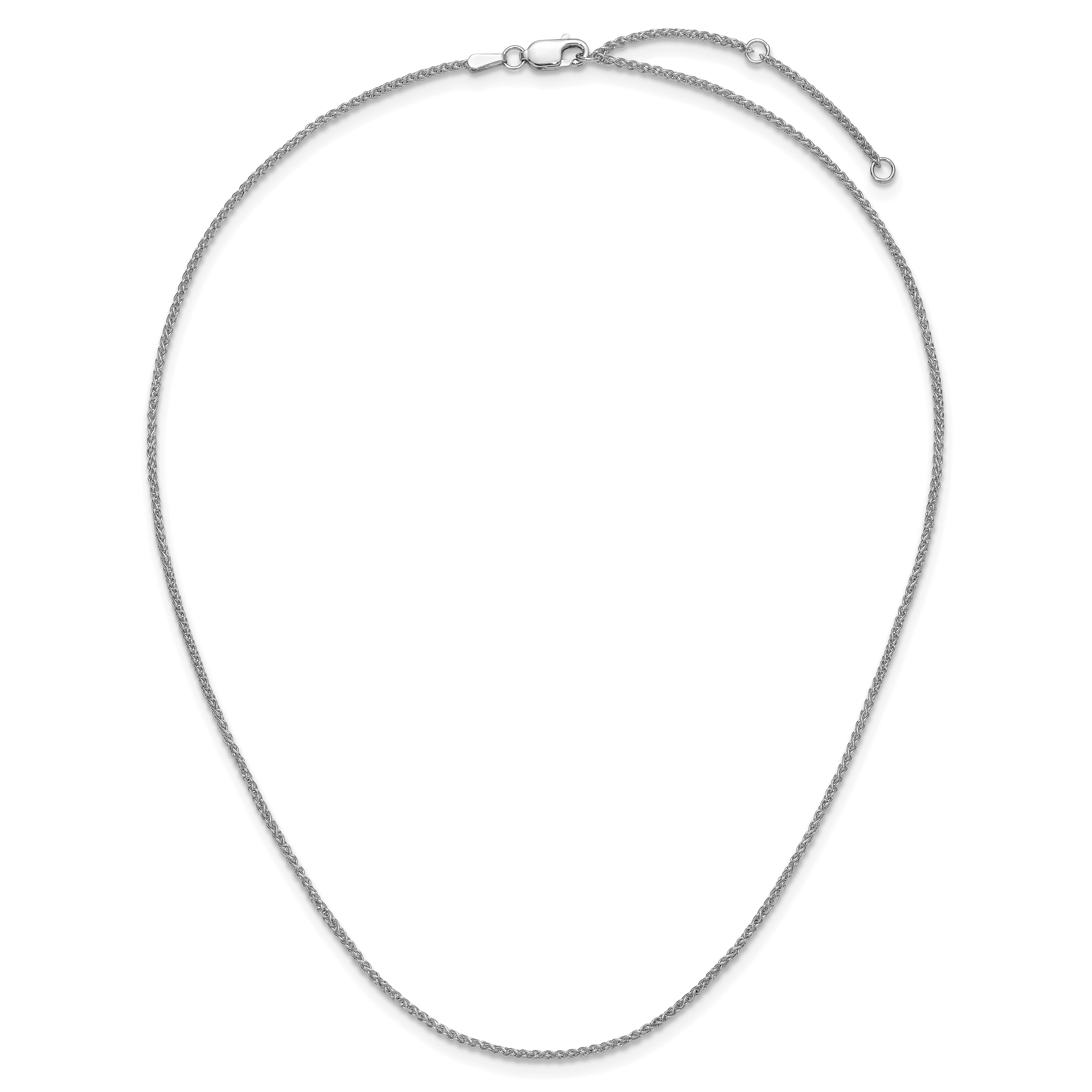 10K White Gold 1.5mm Spiga 1In+1In Adjustable Chain