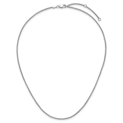 10K White Gold 1.5mm Spiga 1In+1In Adjustable Chain