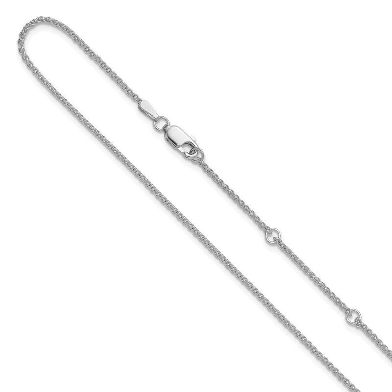 18 Inch 10K White Gold 1.5mm Spiga 1In+1In Adjustable Chain Necklace