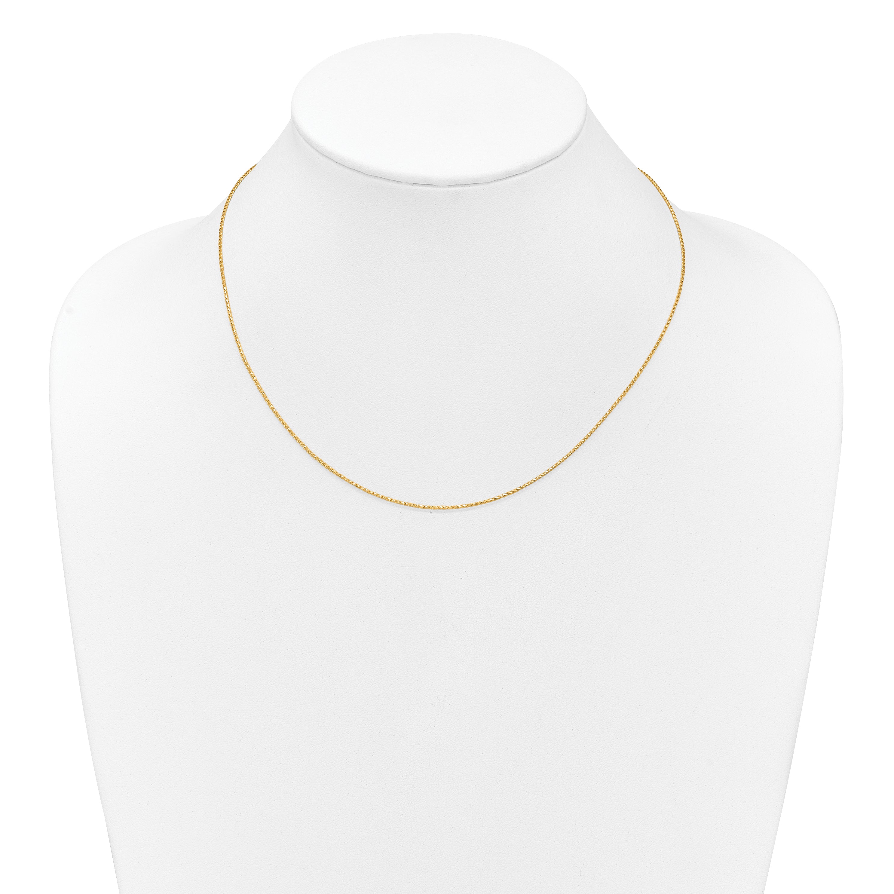 18 Inch 10K Yellow Gold 1mm D/C Open Franco 1In+1In Adjustable Chain Necklace