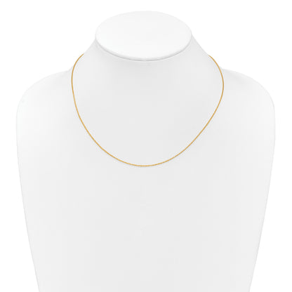 18 Inch 10K Yellow Gold 1mm D/C Open Franco 1In+1In Adjustable Chain Necklace