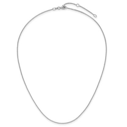 10K White Gold 1mm D/C Open Franco 1In+1In Adjustable Chain