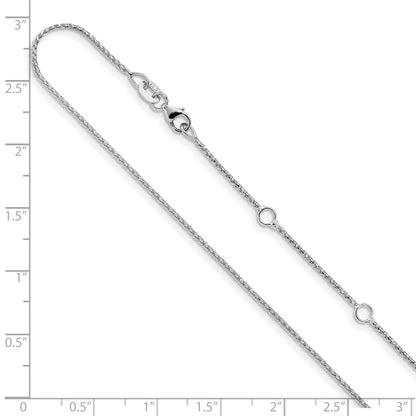 10K White Gold 1mm D/C Open Franco 1In+1In Adjustable Chain