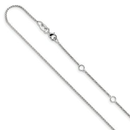 10K White Gold 1mm D/C Open Franco 1In+1In Adjustable Chain