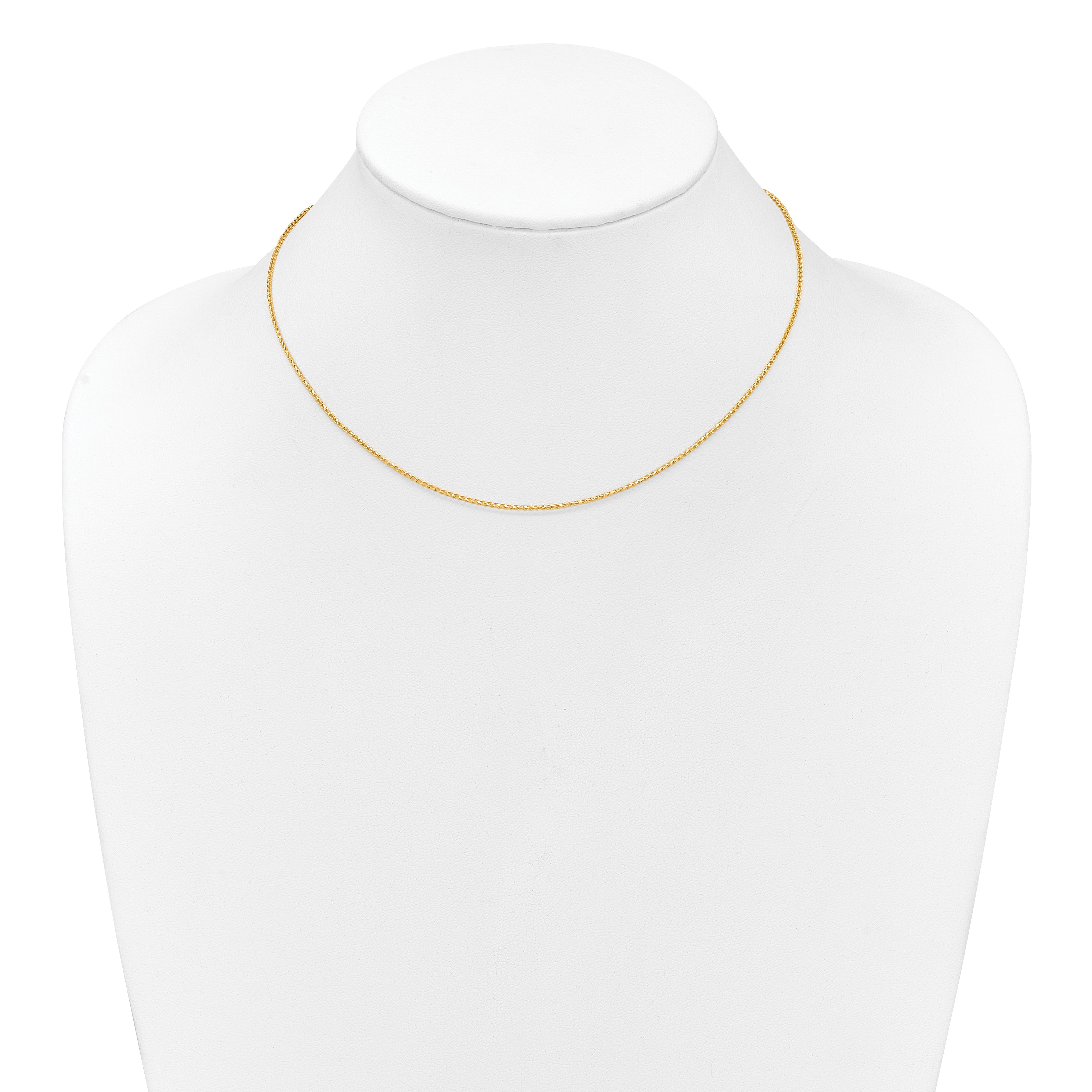 18 Inch 10K Yellow Gold 1.15mm D/C Open Franco 1In+1In Adjustable Chain Necklace