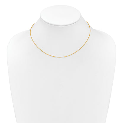 18 Inch 10K Yellow Gold 1.15mm D/C Open Franco 1In+1In Adjustable Chain Necklace