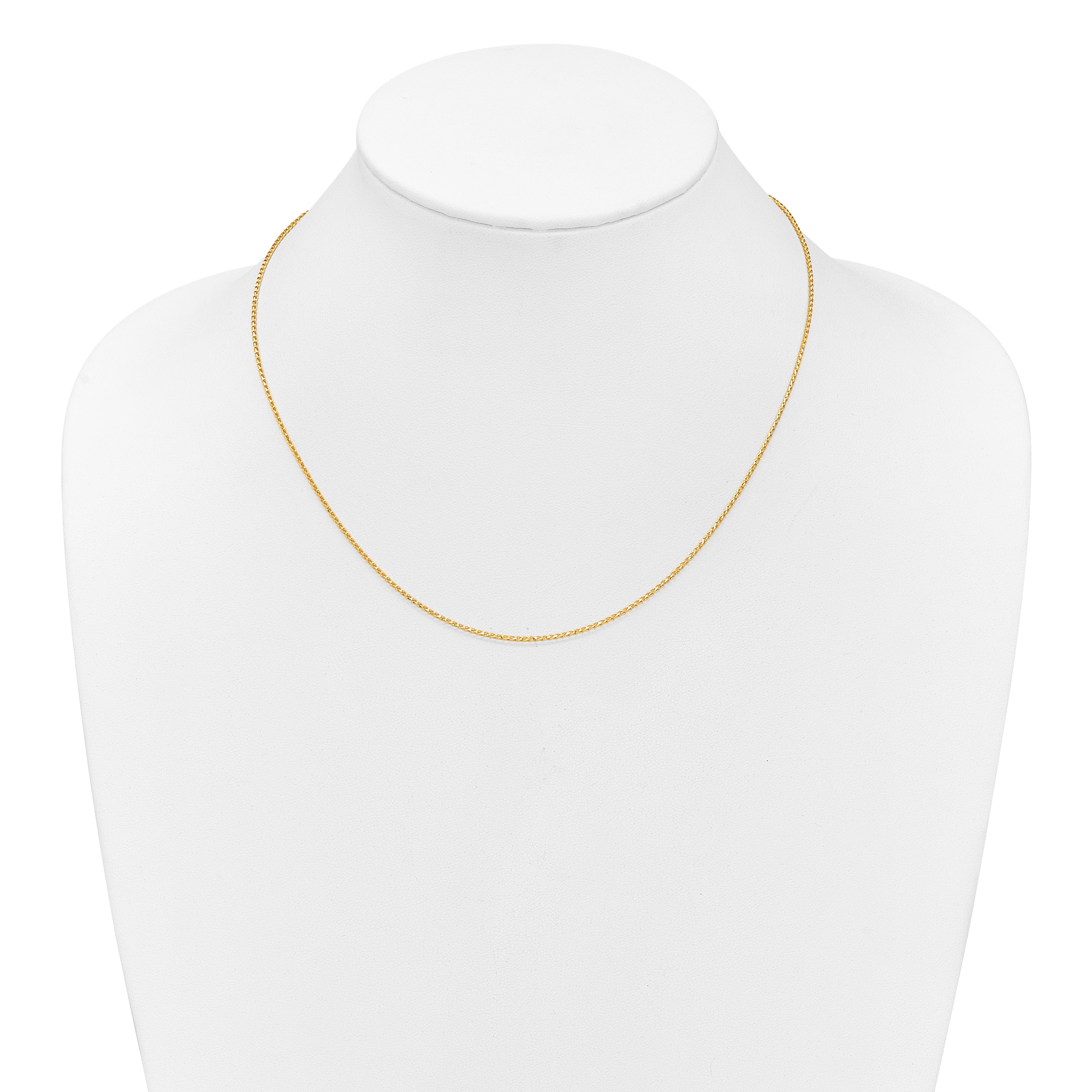 18 Inch 10K Yellow Gold 1.15mm D/C Open Franco 1In+1In Adjustable Chain Necklace
