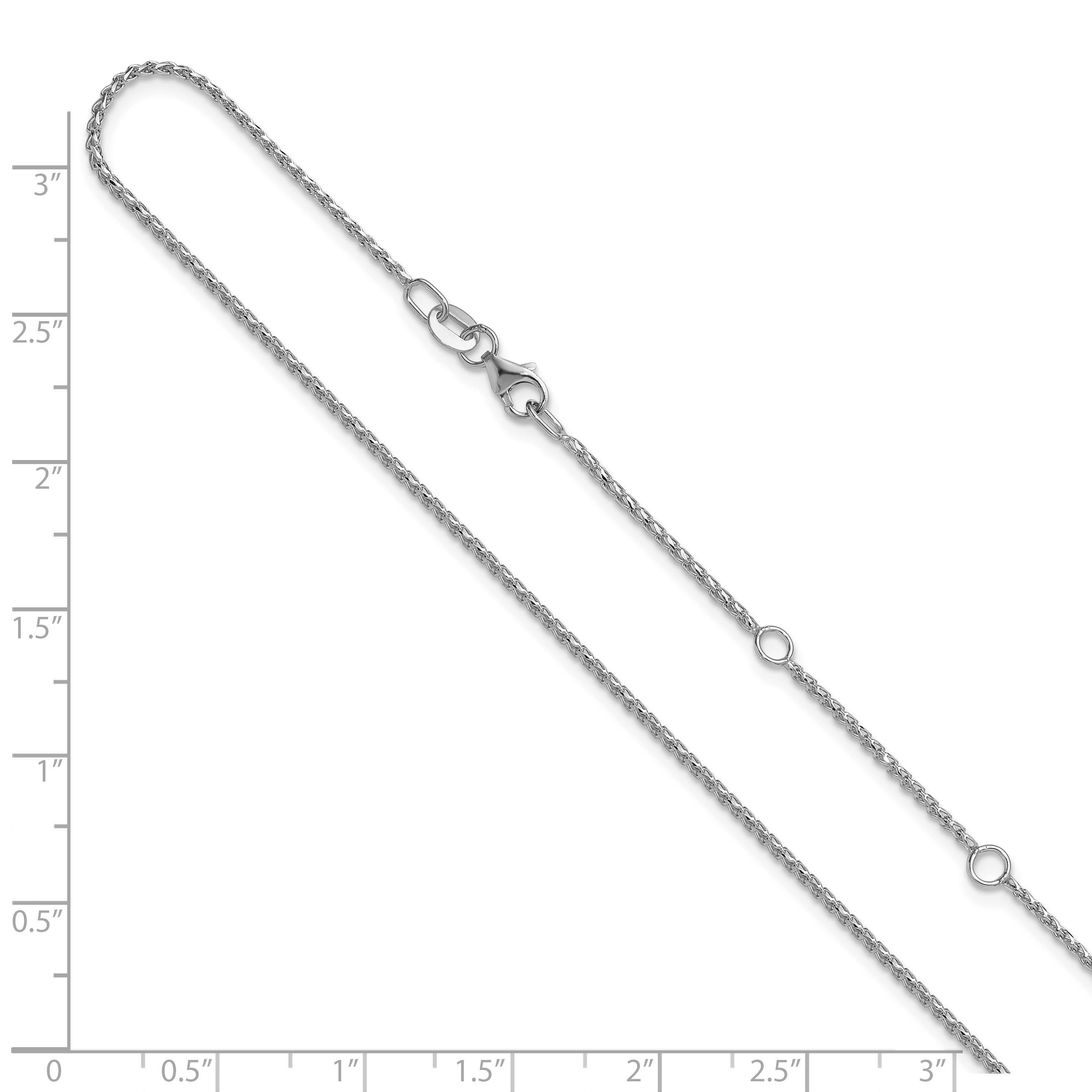 10K White Gold 1.15mm D/C Open Franco 1In+1In Adjustable Chain