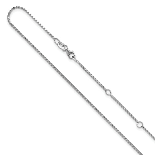 10K White Gold 1.15mm D/C Open Franco 1In+1In Adjustable Chain
