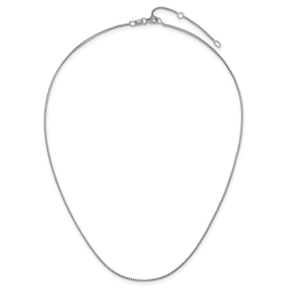 10K White Gold 1.1mm Franco 1In+1In Adjustable Chain
