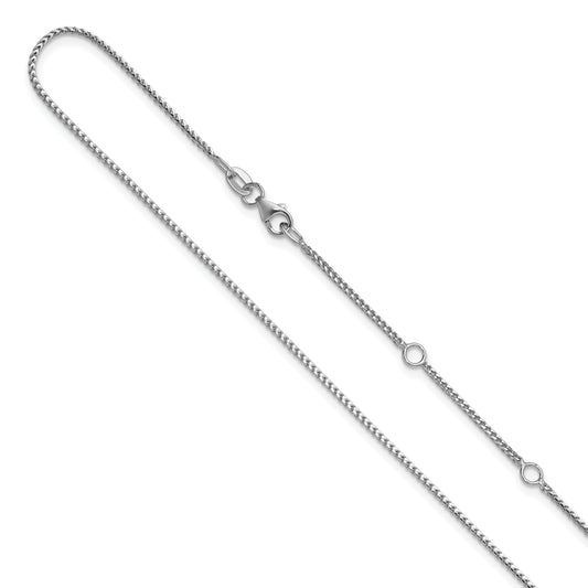 10K White Gold 1.1mm Franco 1In+1In Adjustable Chain